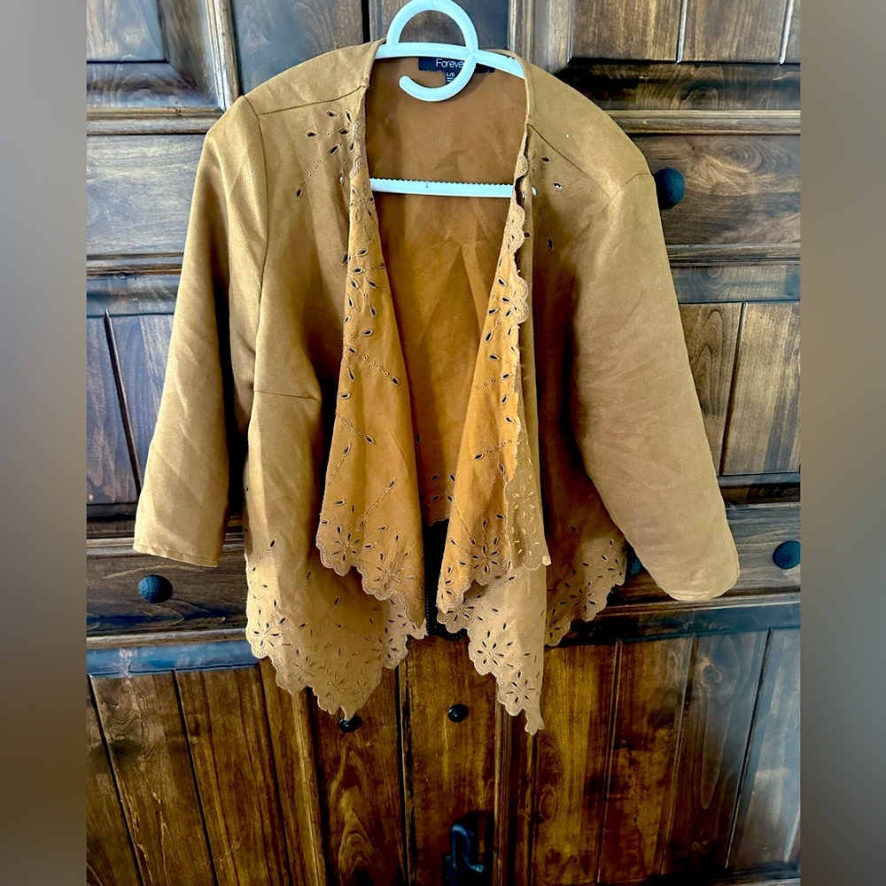 Forever 21 Brown Cropped Boho Indie Jacket SIZE L